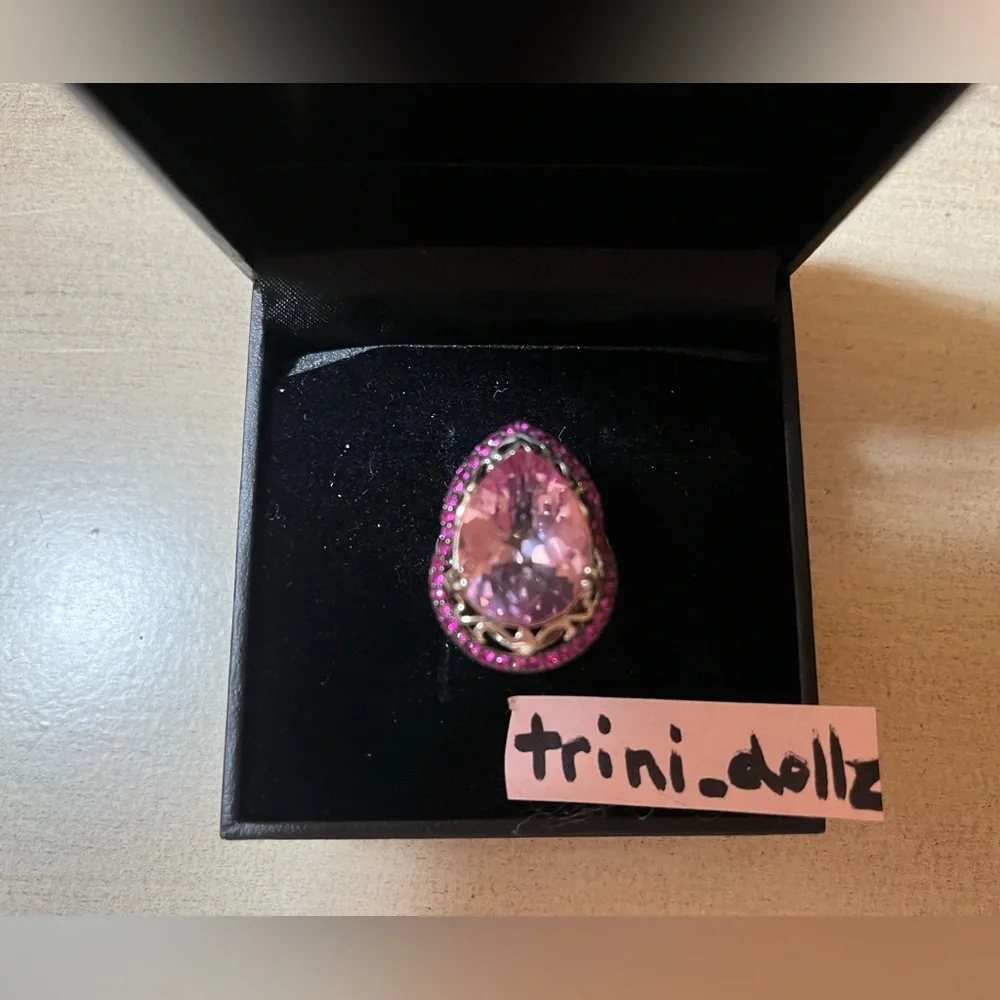 Affinity Gems Kunzite & Pink Sapphire Teardrop Ring, Sterling Silver NWT - Picture 9 of 9